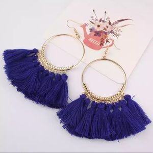Selection of Colorful Tassel Earrings; Red, White, Deep Blue, Yellow, Pink, Blue